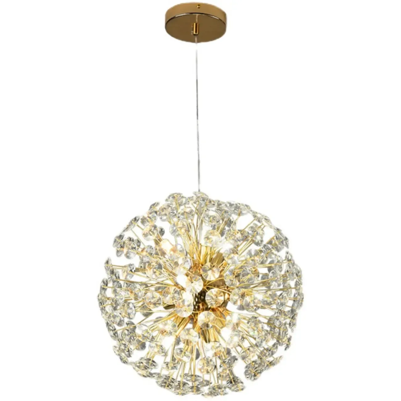 Gold Crystal Spherical Glass Modern Chandelier Light Image - 9