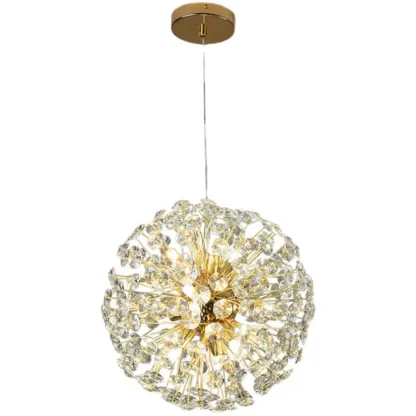 Gold Crystal Spherical Glass Modern Chandelier Light Image - 9