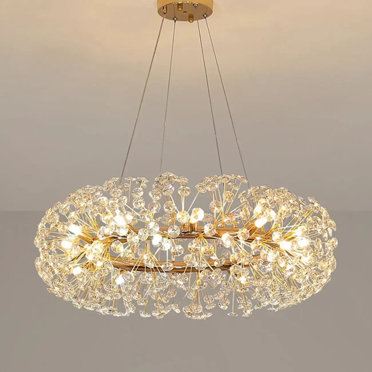 Gold Crystal Spherical Glass Modern Chandelier Light Image - 10