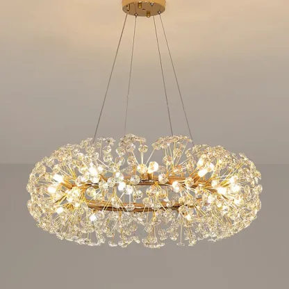 Gold Crystal Spherical Glass Modern Chandelier Light Image - 10