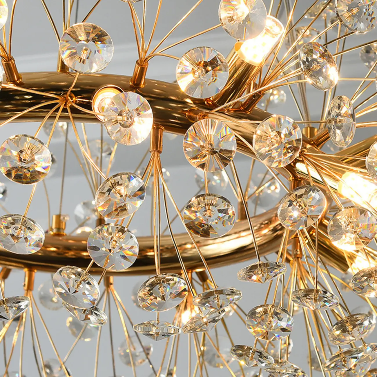 Gold Crystal Spherical Glass Modern Chandelier Light Image - 11 | homeyfad