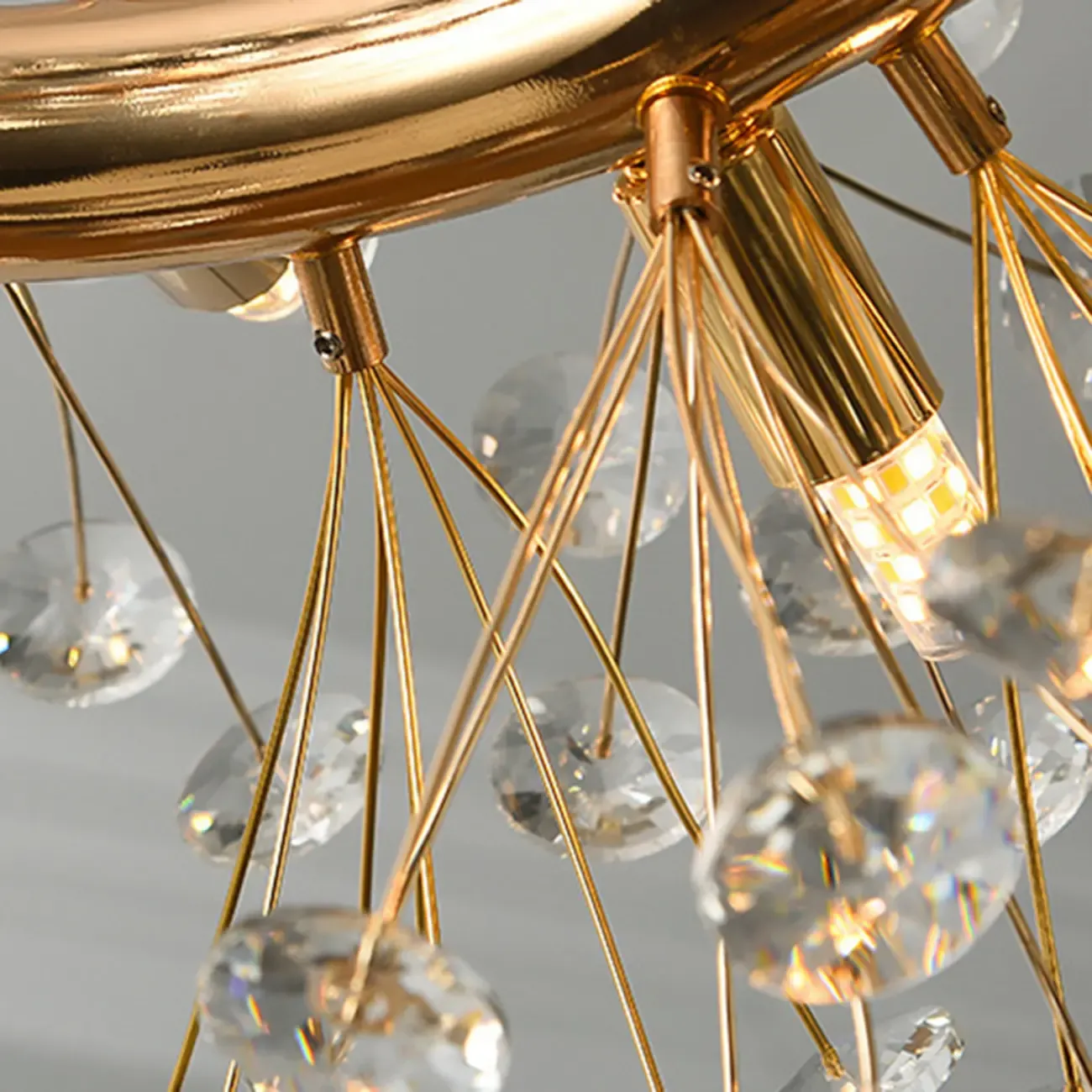 Gold Crystal Spherical Glass Modern Chandelier Light Image - 12