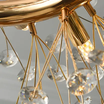 Gold Crystal Spherical Glass Modern Chandelier Light Image - 12