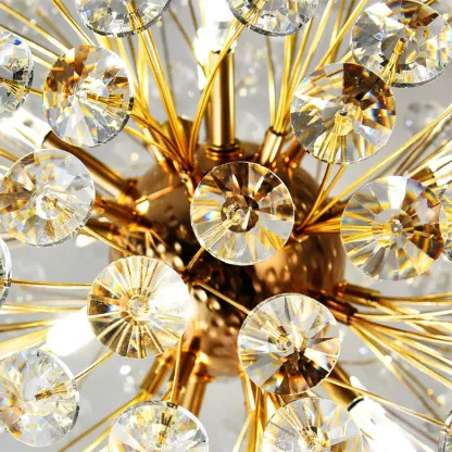 Gold Crystal Spherical Glass Modern Chandelier Light Image - 16