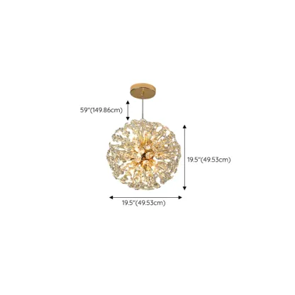 Gold Crystal Spherical Glass Modern Chandelier Light #size