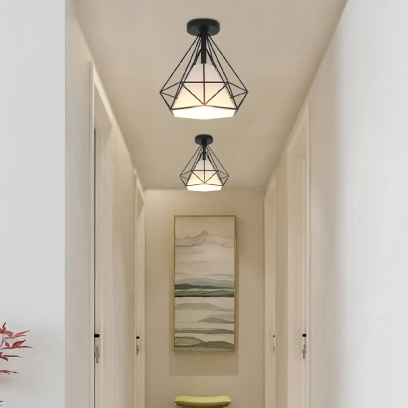 10.5" Mini Fabric Semi Flush LED Ceiling Light for Hallway | homeyfad
