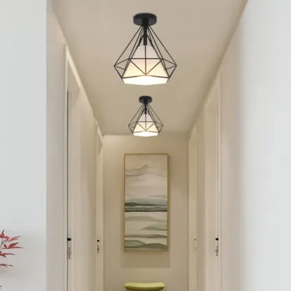 10.5" Mini Fabric Semi Flush LED Ceiling Light for Hallway