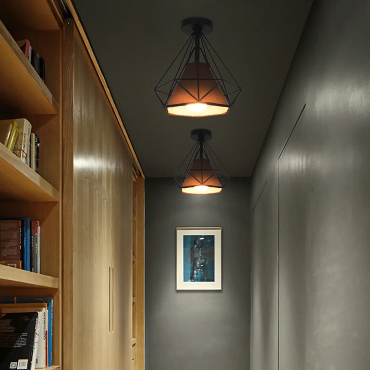 10.5" Mini Fabric Semi Flush LED Ceiling Light for Hallway | homeyfad