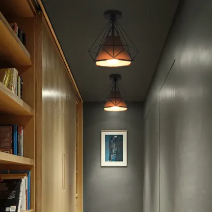 10.5" Mini Fabric Semi Flush LED Ceiling Light for Hallway