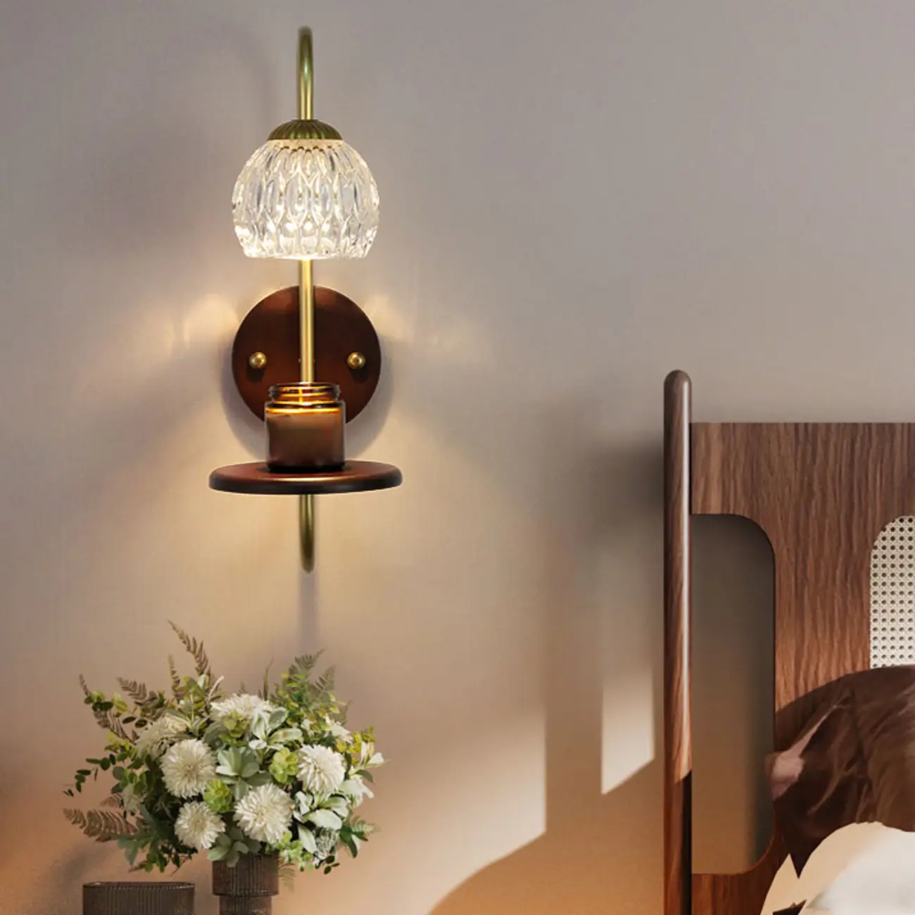 Modern Wood and Glass Wall Sconce for Indoor Decor Image - 4 | homeyfad