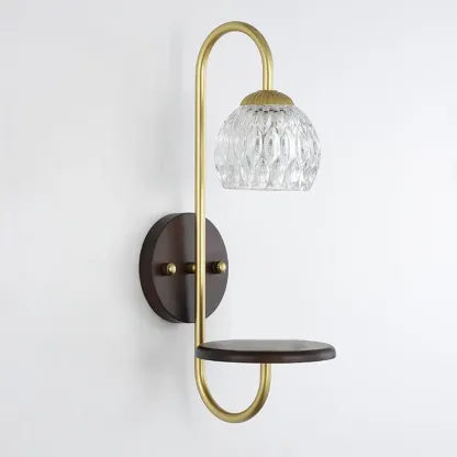Modern Wood and Glass Wall Sconce for Indoor Decor Image - 6