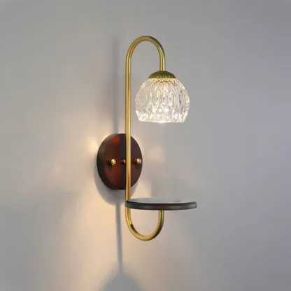 Modern Wood and Glass Wall Sconce for Indoor Decor Image - 2