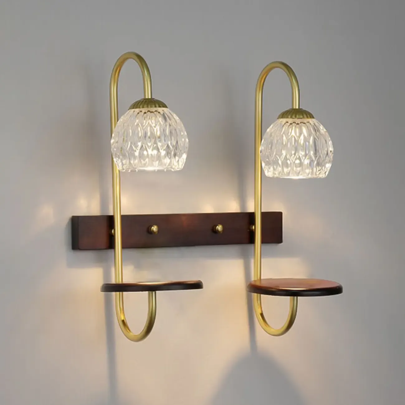 Modern Wood and Glass Wall Sconce for Indoor Decor Image - 7