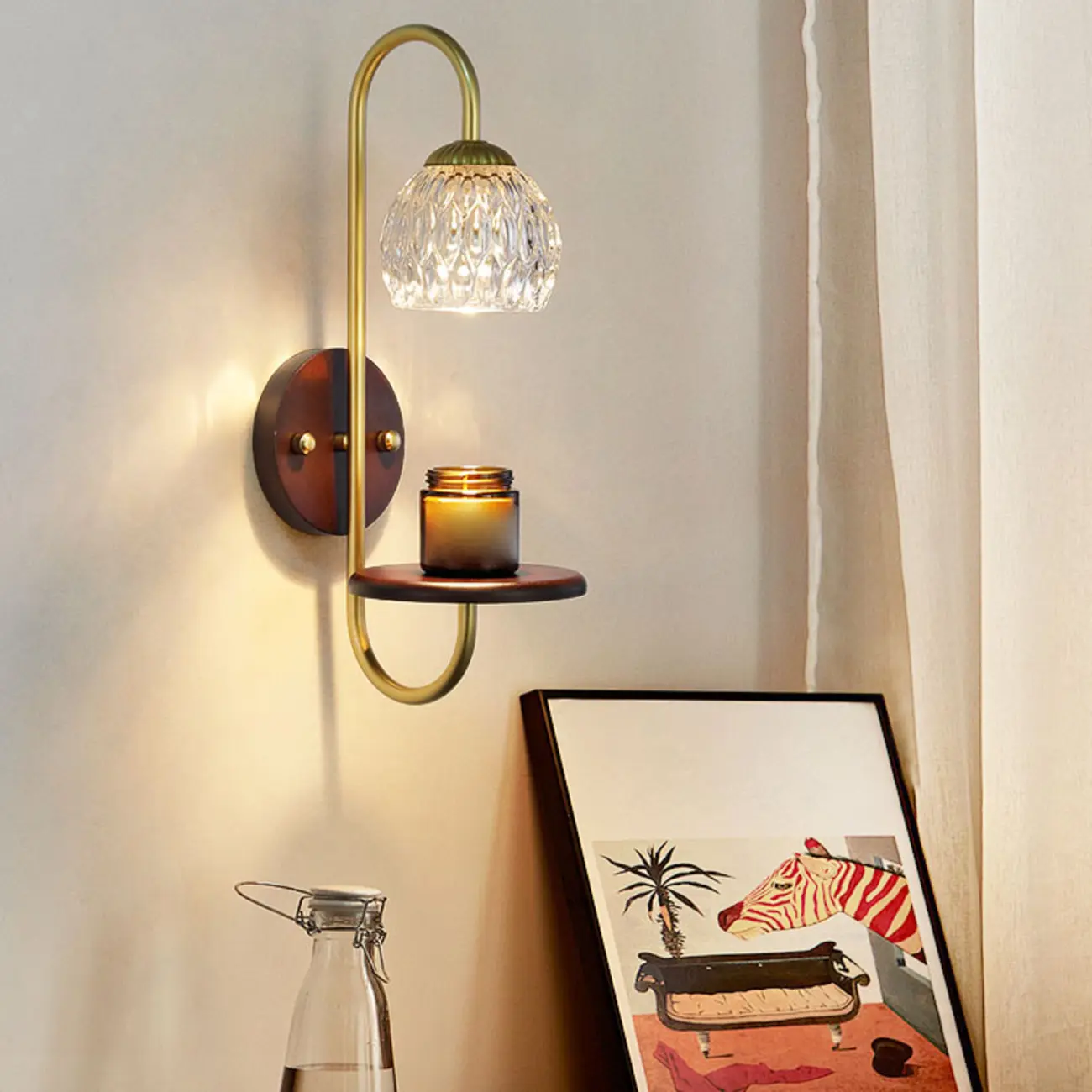 Modern Wood and Glass Wall Sconce for Indoor Decor Image - 11 | homeyfad