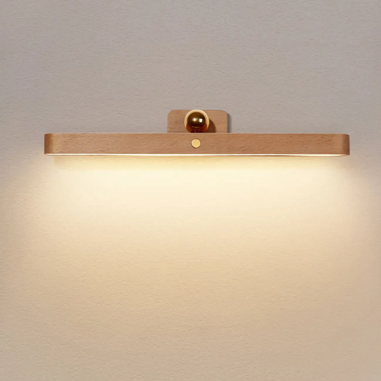 Minimalist Natural Wood Straight LED Vanity Light Image - 3