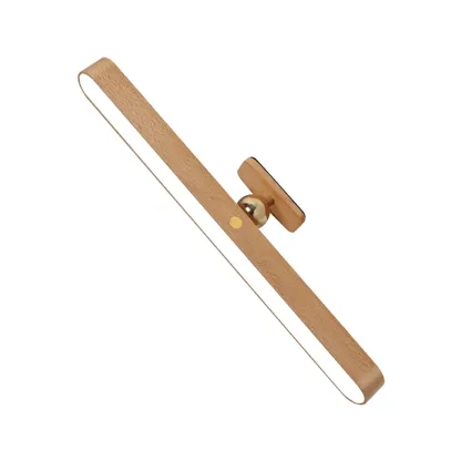 Minimalist Natural Wood Straight LED Vanity Light Image - 5