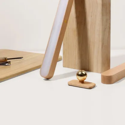 Minimalist Natural Wood Straight LED Vanity Light Image - 6