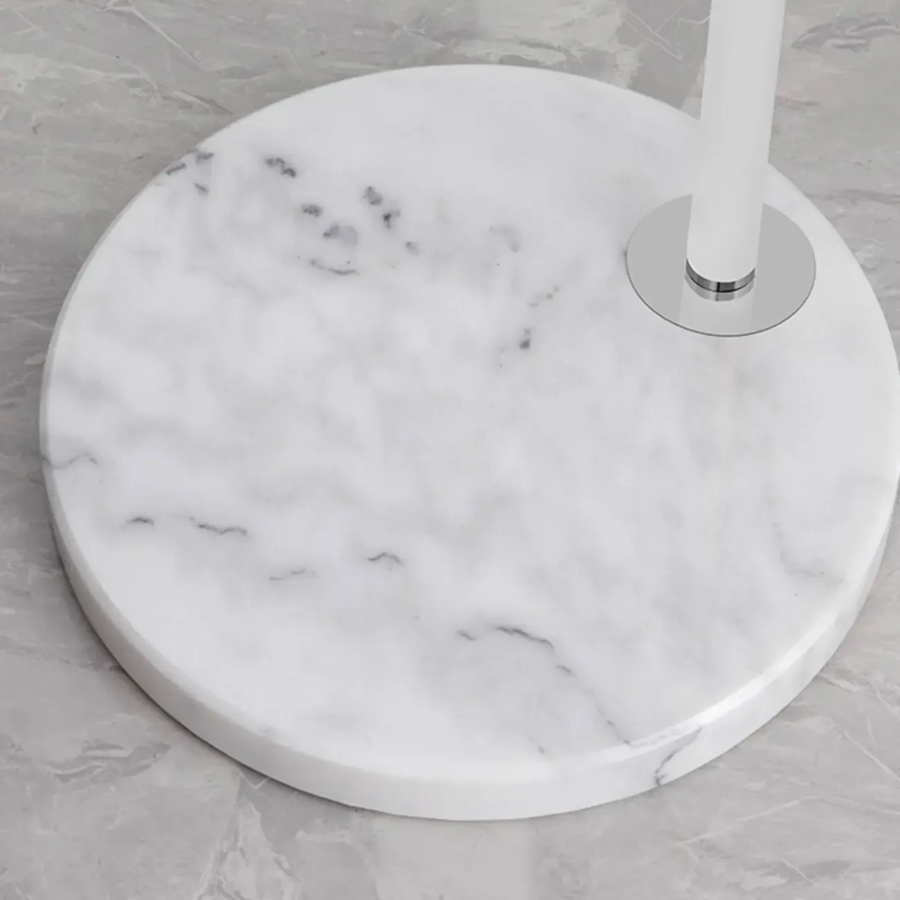 Modern Chrome White Flower Shade Arc Floor Lamp