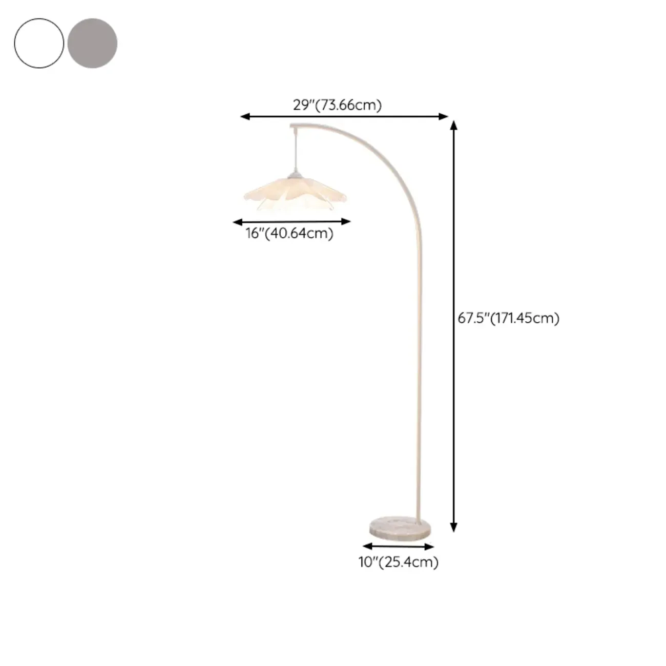 Modern Chrome White Flower Shade Arc Floor Lamp
