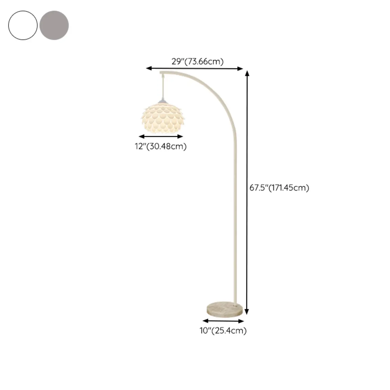 Modern Chrome White Flower Shade Arc Floor Lamp | homeyfad