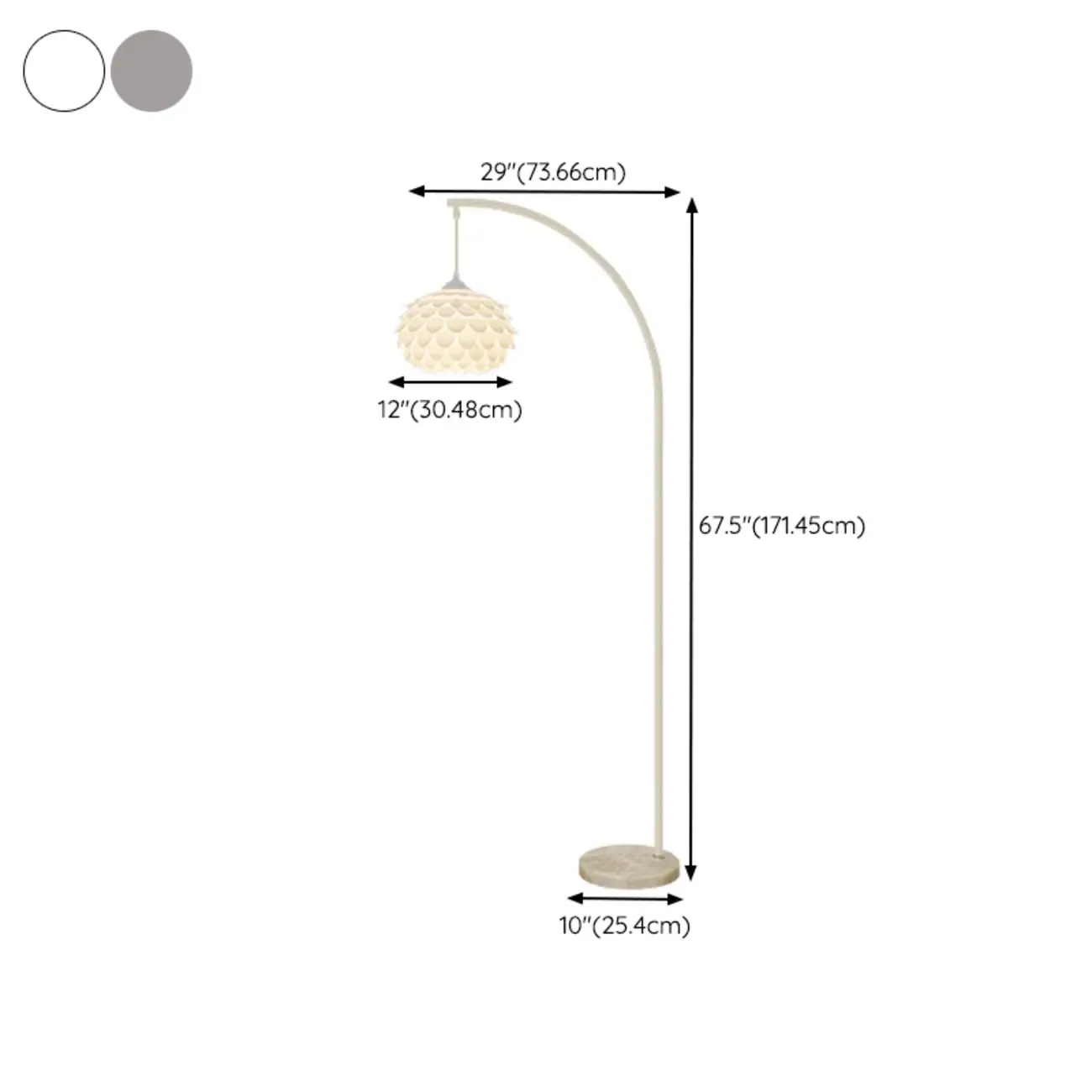 Modern Chrome White Flower Shade Arc Floor Lamp