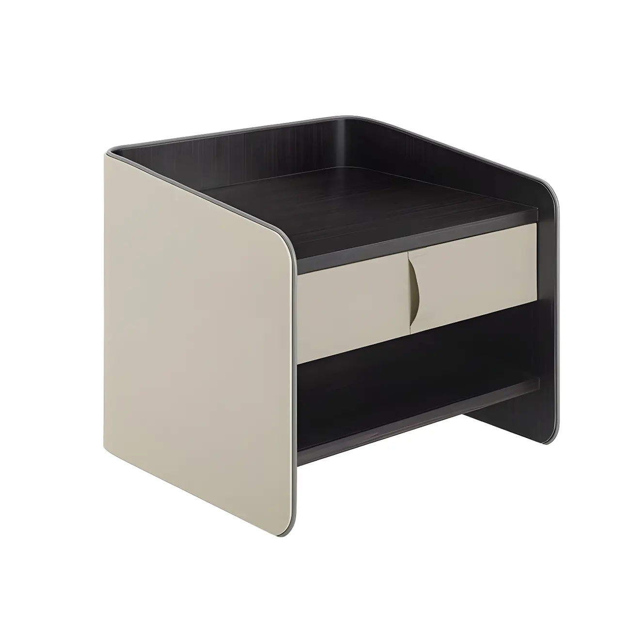 Modern 2-Tier Wood Leather Shelved Drawer Nightstand Image - 5 | homeyfad