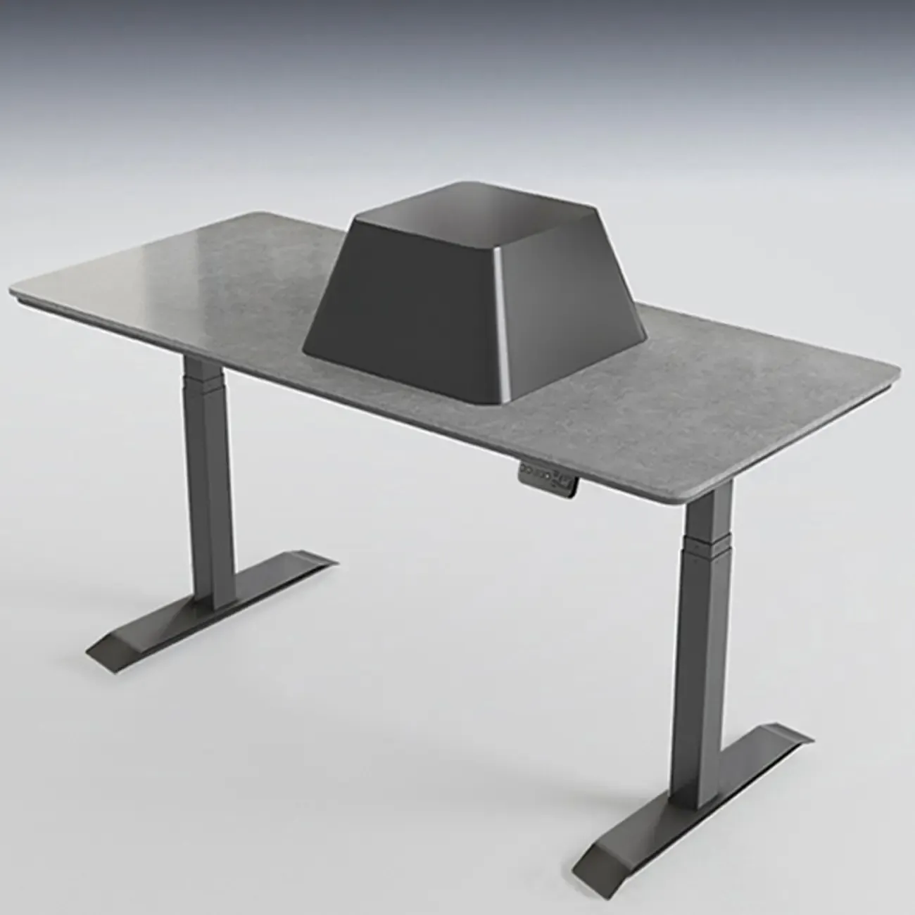 Industrial Sintered Stone Grey Adjustable Standing Office Desk Image - 4