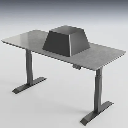 Industrial Sintered Stone Grey Adjustable Standing Office Desk Image - 4
