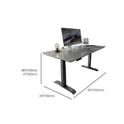 Industrial Sintered Stone Grey Adjustable Standing Office Desk #size