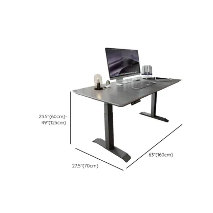 Industrial Sintered Stone Grey Adjustable Standing Office Desk Image - 14