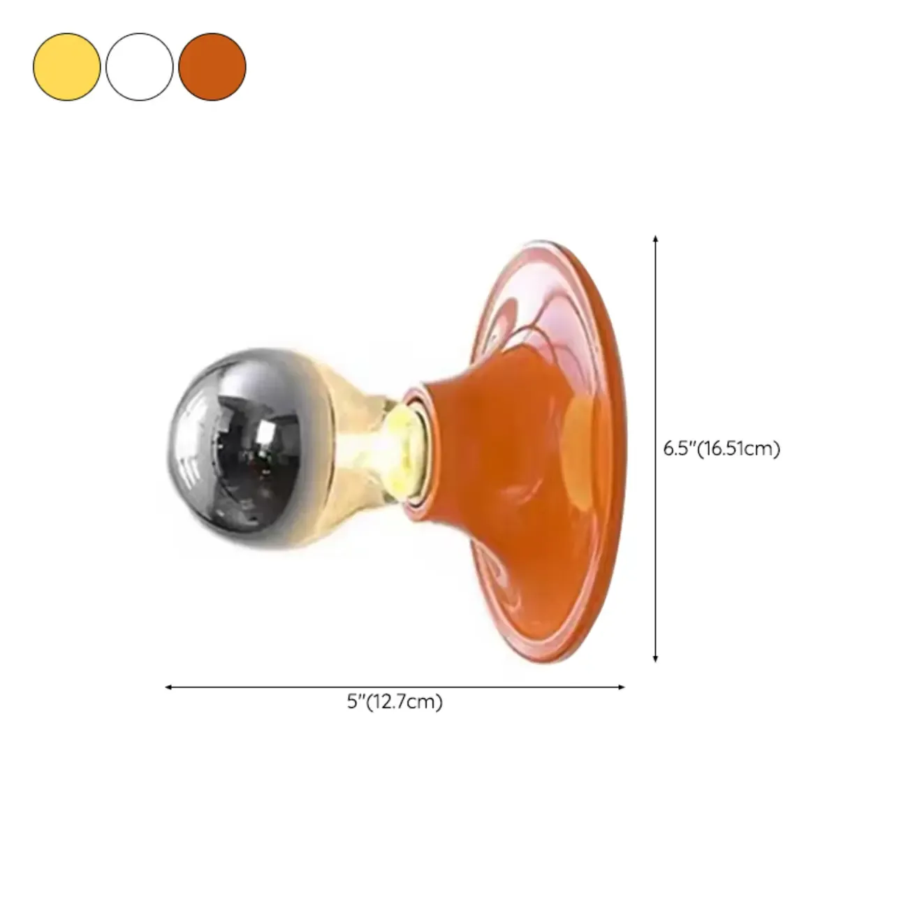 Modish Metallic Multi-Color Round Shadeless Wall Sconce #size