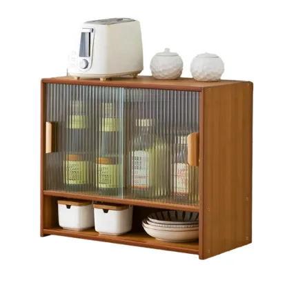 Bamboo Glass Door Display Cabinet for Kitchen Image - 9