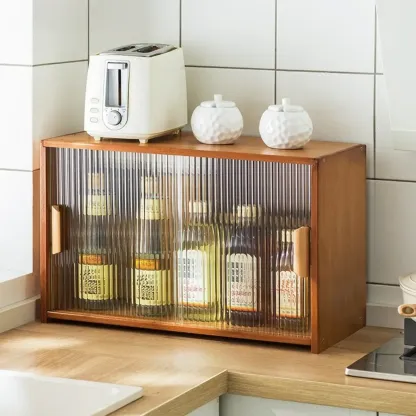 Bamboo Glass Door Display Cabinet for Kitchen Image - 11
