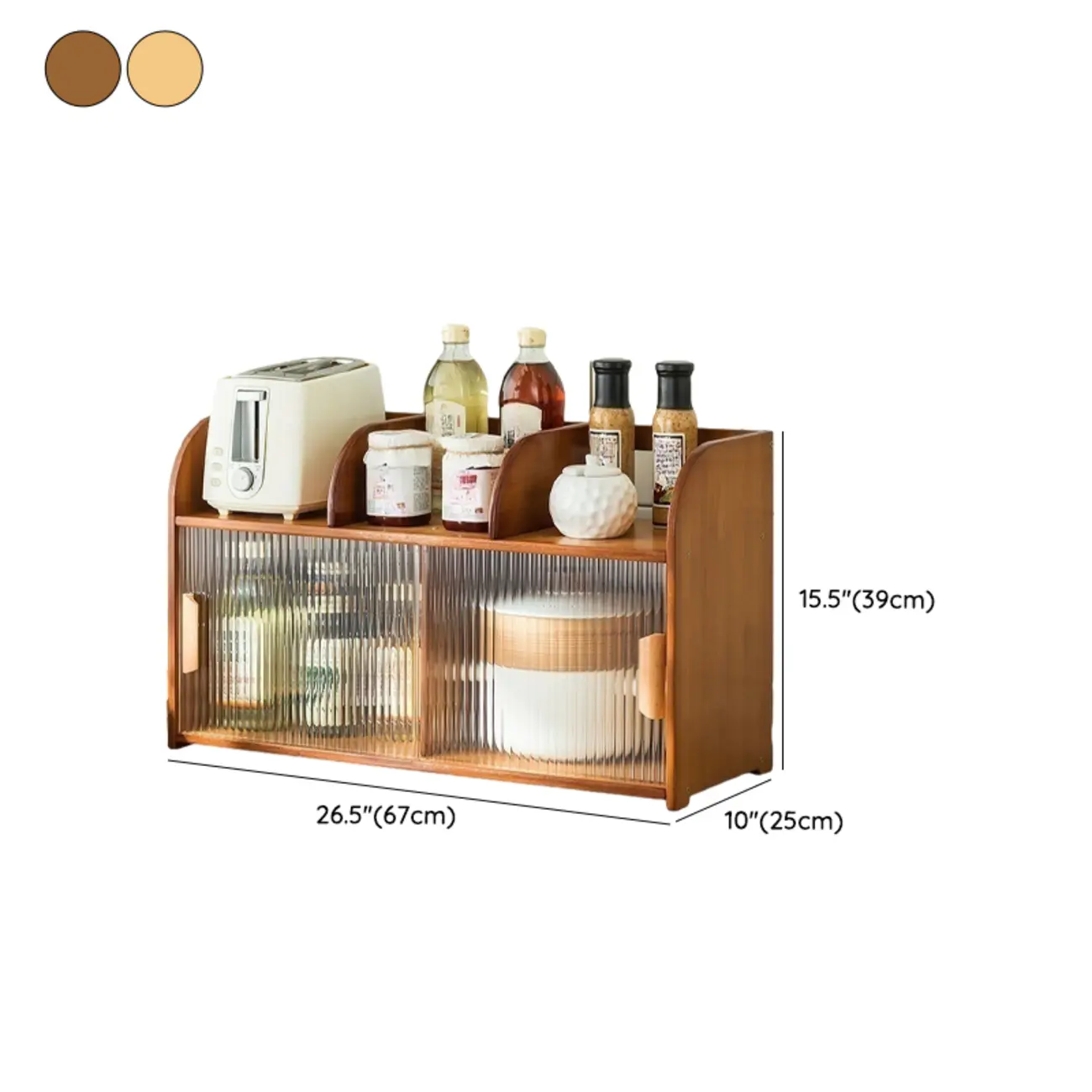 Bamboo Glass Door Display Cabinet for Kitchen Image - 35 | homeyfad