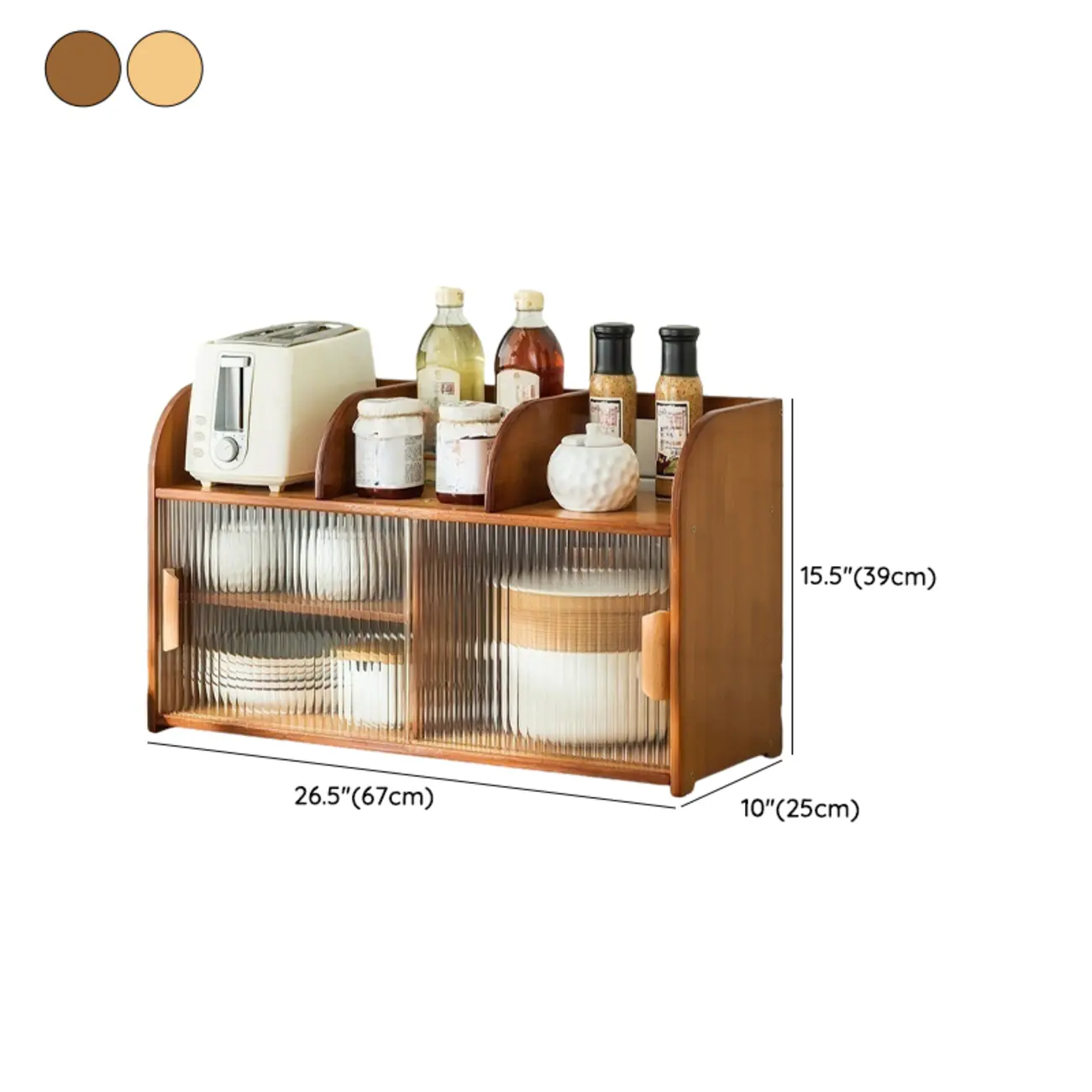 Bamboo Glass Door Display Cabinet for Kitchen Image - 36 | homeyfad