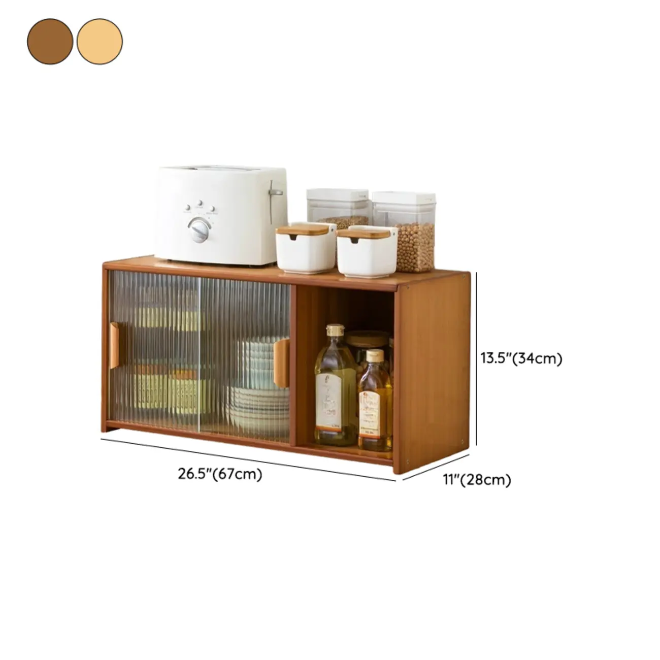 Bamboo Glass Door Display Cabinet for Kitchen Image - 37 | homeyfad