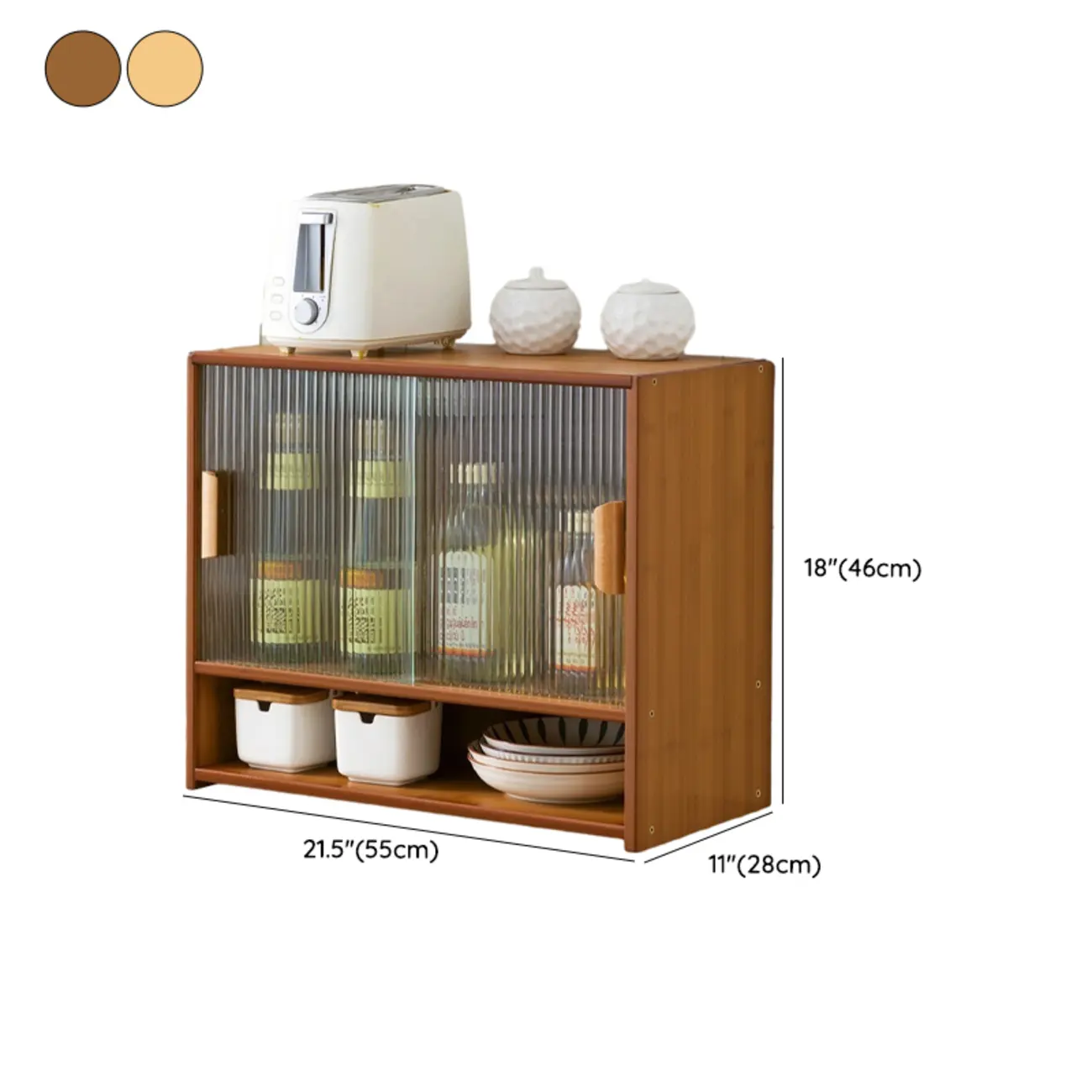 Bamboo Glass Door Display Cabinet for Kitchen Image - 39 | homeyfad