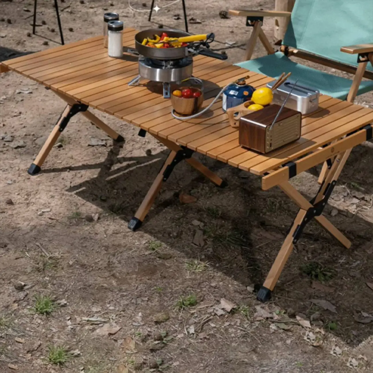 Modern Foldable Rectangle Wood Outdoor Dining Table Image - 2 | homeyfad