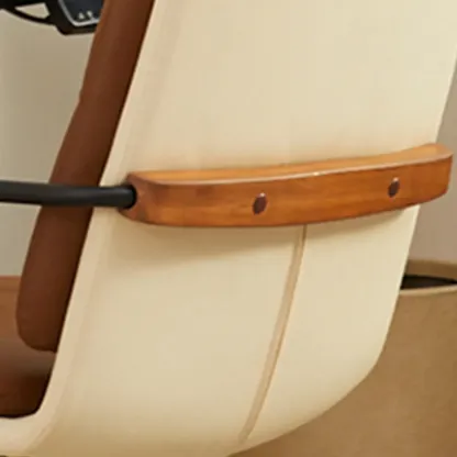 Modern Brown Upholstered Adjustable Swivel Office Chair Image - 3