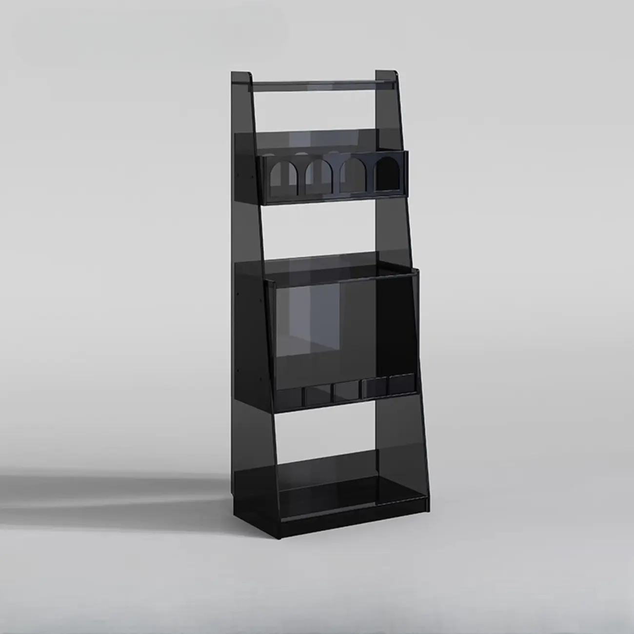 Narrow 4-Tier Black Acrylic Ladder Bookcase Image - 5 | homeyfad