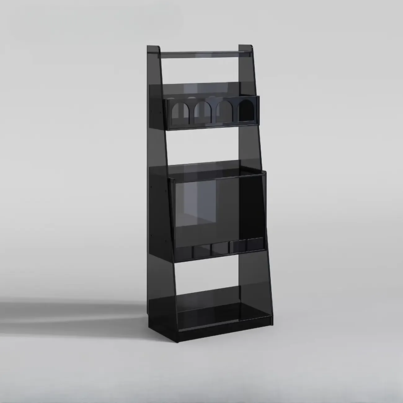 Narrow 4-Tier Black Acrylic Ladder Bookcase Image - 5