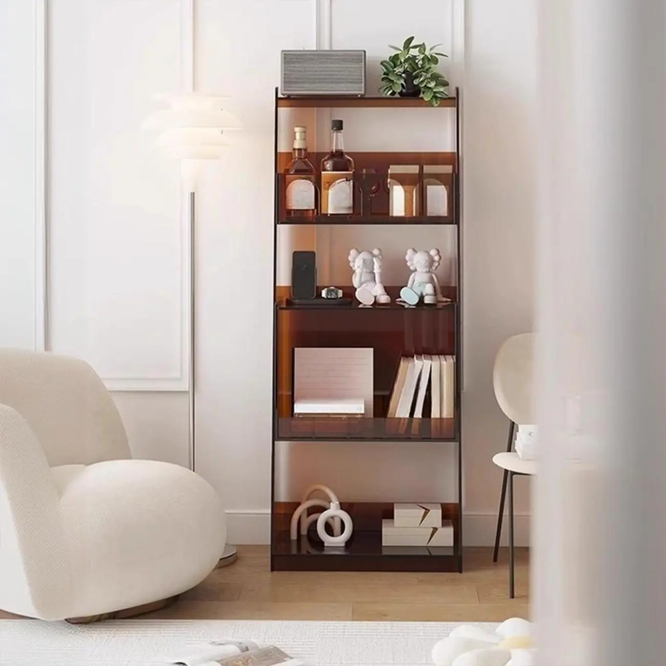 Narrow 4-Tier Black Acrylic Ladder Bookcase Image - 6 | homeyfad