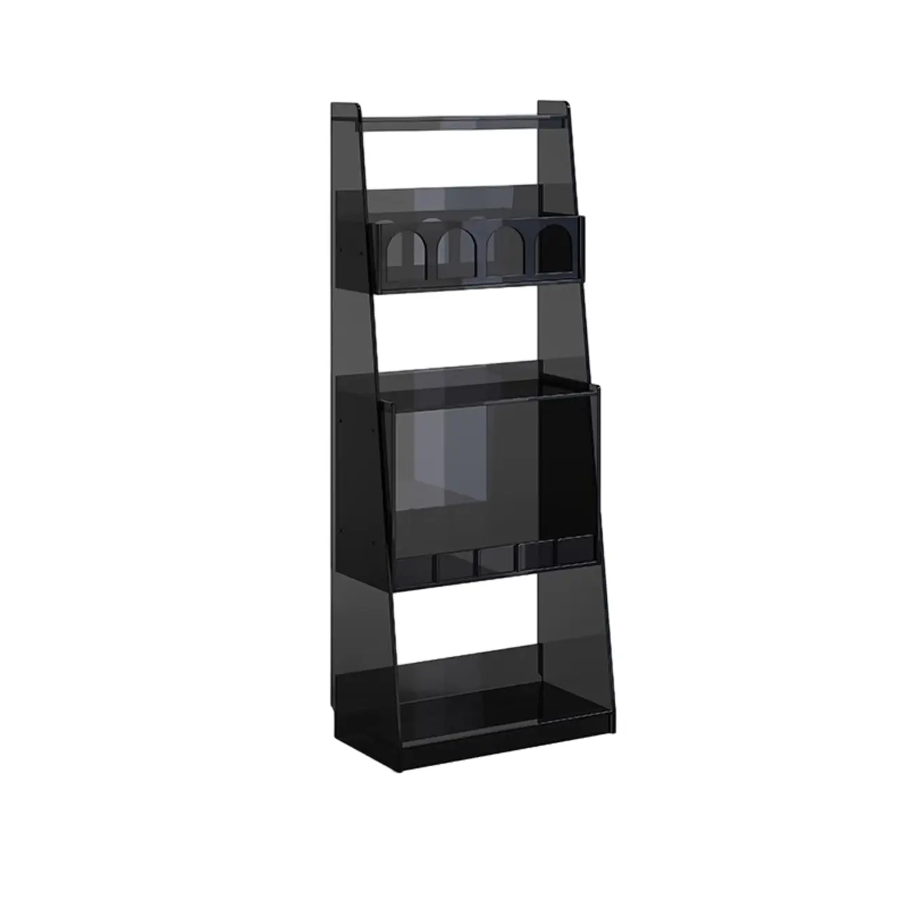 Narrow 4-Tier Black Acrylic Ladder Bookcase Image - 7 | homeyfad