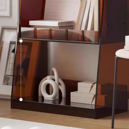 Narrow 4-Tier Black Acrylic Ladder Bookcase Image - 8