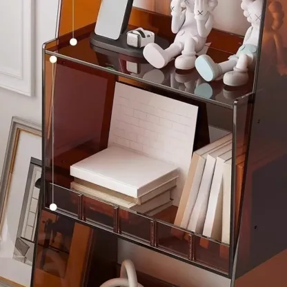 Narrow 4-Tier Black Acrylic Ladder Bookcase Image - 10