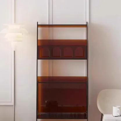 Narrow 4-Tier Black Acrylic Ladder Bookcase Image - 11