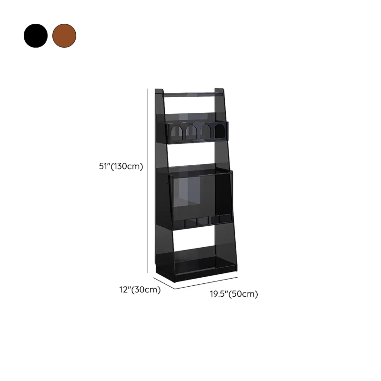 Narrow 4-Tier Black Acrylic Ladder Bookcase #size | homeyfad