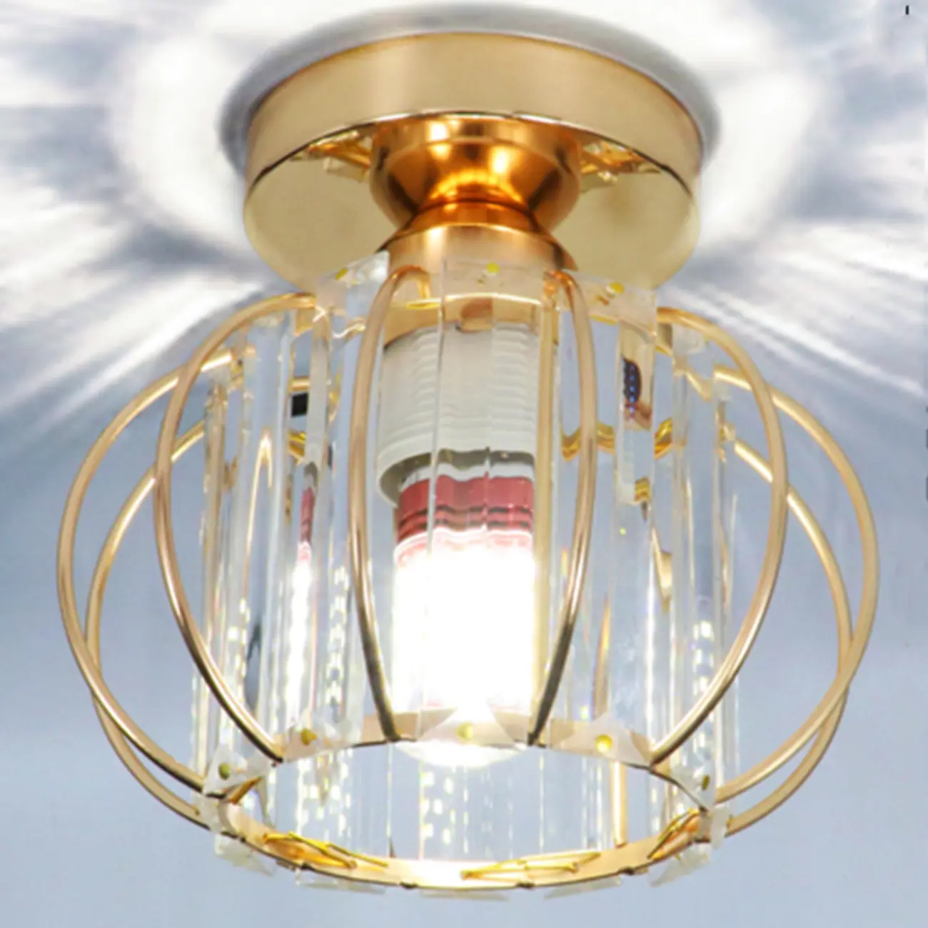 Modern Crystal Semi Flush Ceiling Light for Aisle Image - 7 | homeyfad