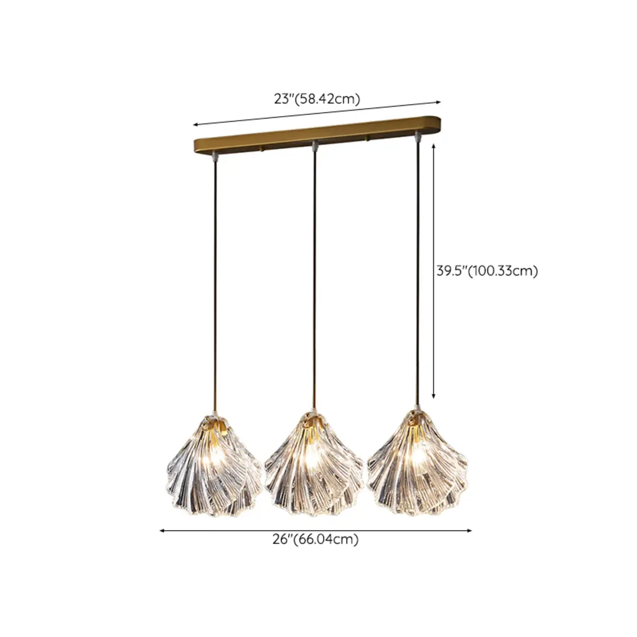 Contemporary Glass 3-Light Adjustable Pendant Light #size