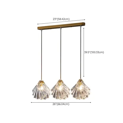 Contemporary Glass 3-Light Adjustable Pendant Light #size